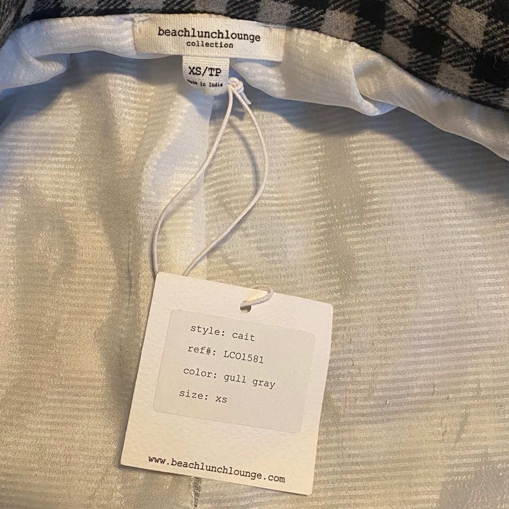 BeachLunchLounge Cait Gingham Long Coat XS - Picture 7 of 7